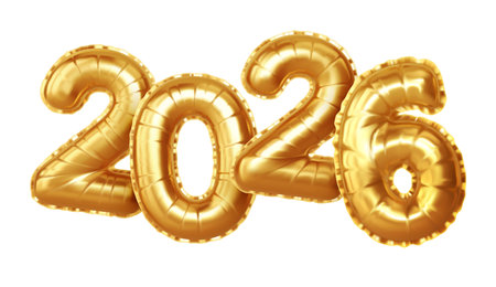 Gold Balloon Numbers Depicting the Year 2026, Perfect for Party Eventsのイラスト素材
