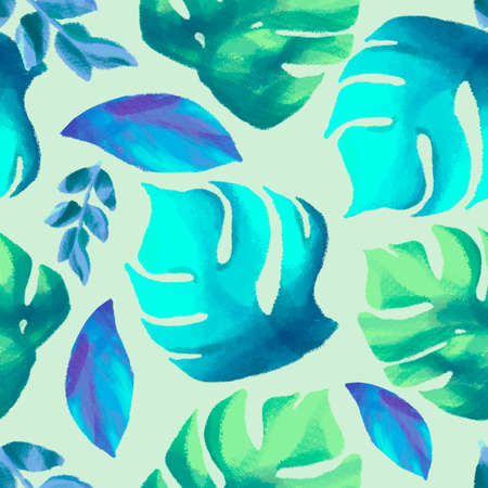 SEAMLESS BACKGROUND WITH FERRY LEAVESの写真素材