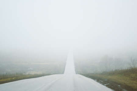 road through the fogの写真素材