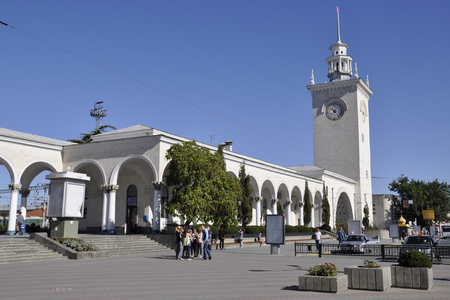 Simferopol, Crimea, Russia - October 4, 2015 morning train station in Simferopolのeditorial素材