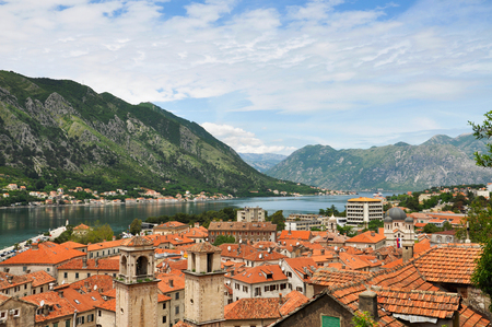 Panoramic view of Kotor and bay of Kotor, Montenegroの写真素材