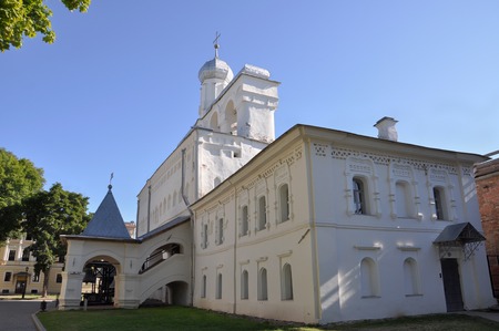 Bell tower of St. Sophia Cathedral in Novgorod kremlin. Veliky Novgorod, Russiaの写真素材