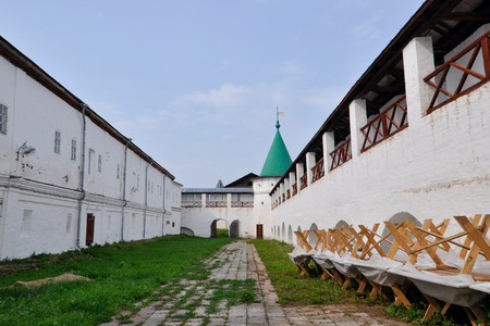 Walls and towers of the Ipatievsky Monastery, Kostroma, Russia.の写真素材