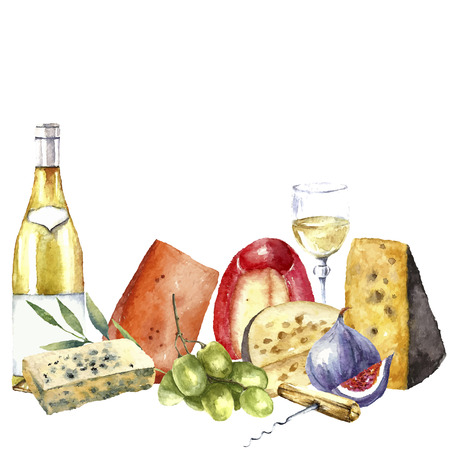 Vector set of watercolor food illustration.のイラスト素材