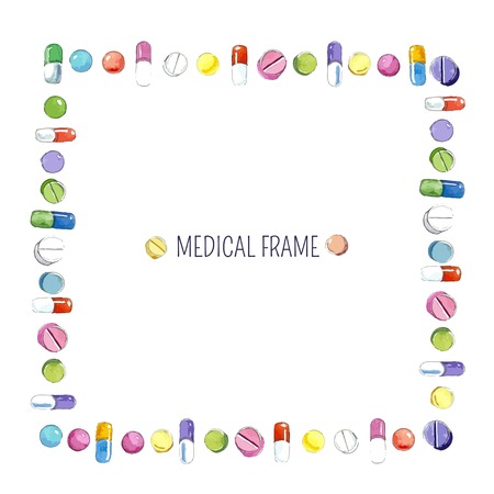 Medical frame, watercolor vector.のイラスト素材