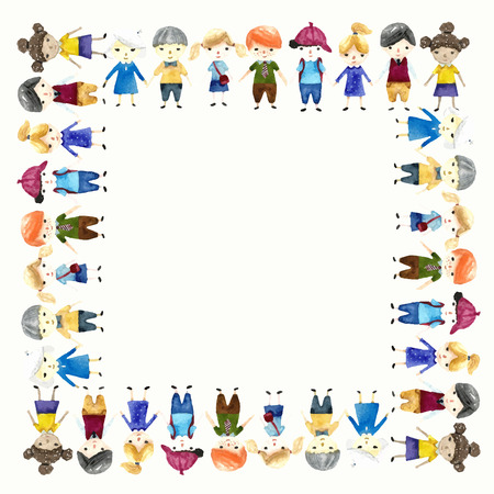 Watercolor school children illustration with place for text. Vector.の写真素材