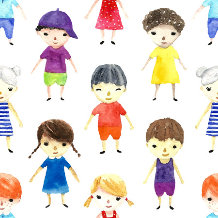 Watercolor children illustration. Seamless pattern. Vector.の写真素材