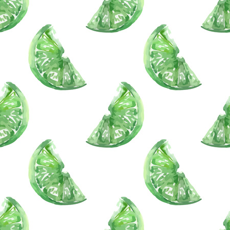 Lime fruit.Hand drawn watercolor painting on white background seamless pattern. Vector illustrationのイラスト素材
