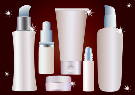 Vector cosmetic container against a dark background のイラスト素材