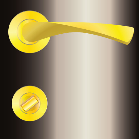 Vector golden door handle and lock のイラスト素材