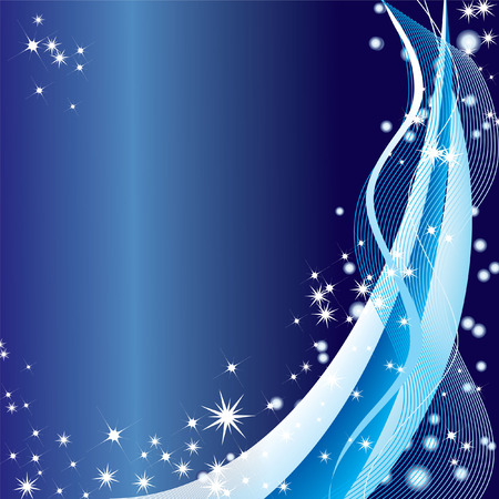  Abstract blue background with stars and ribbons のイラスト素材