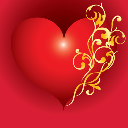  Abstract red heart with ornaments.のイラスト素材