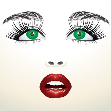  eyes, nose and lips of women.のイラスト素材