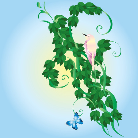 Ornament with green leaves.のイラスト素材