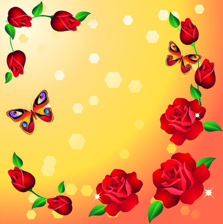 Frame with roses.のイラスト素材