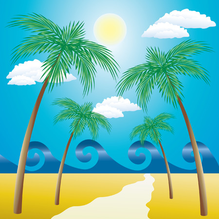 Landscape with palm trees.のイラスト素材