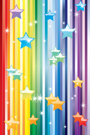 An abstract rainbow background with stars.のイラスト素材