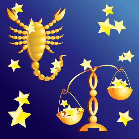 Signs of the Zodiac - Libra and Scorpio.のイラスト素材