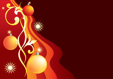 Christmas background with ribbons, stars, snowflakes and balls. のイラスト素材