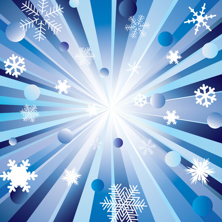 Snowflakes on a background of blue rays. のイラスト素材