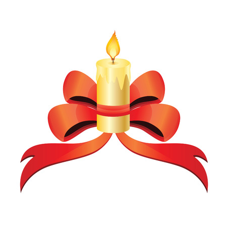 candle and a red ribbon のイラスト素材