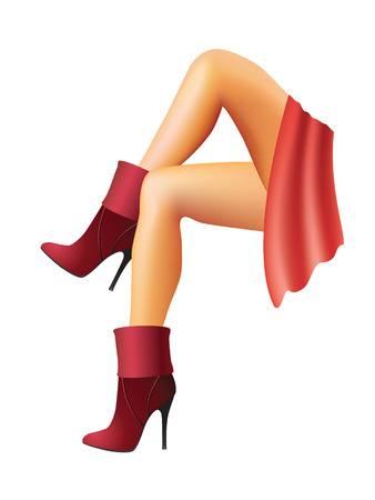 Female legs in red shoes on a white background.のイラスト素材