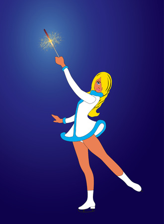 Maiden in skating with Bengal lights.のイラスト素材