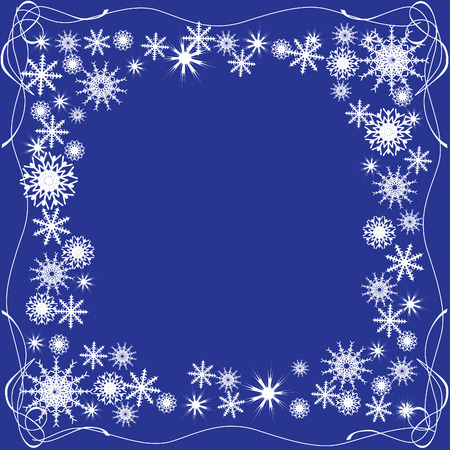 Winter frame of snowflakes on a blue background.のイラスト素材