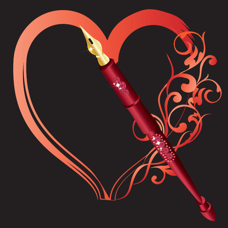 Red pen, drawing a heart のイラスト素材
