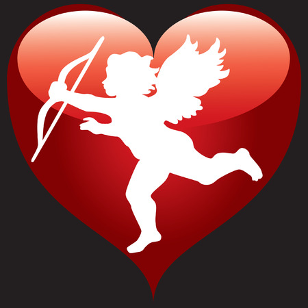 Background Valentine's Day with an angel and the heart.のイラスト素材