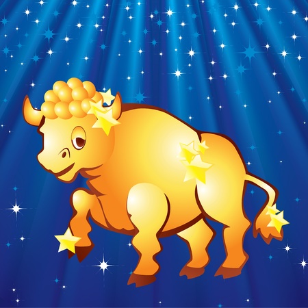 Taurus on the background of stars and rays のイラスト素材