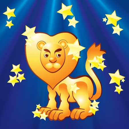 Zodiac sign - Leo Zodiac - Leo on the background of the rays and stars のイラスト素材