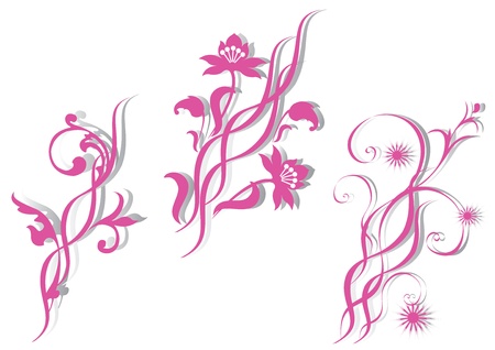 Abstract pattern with flowers The elements of the ornament with flowers on a white background のイラスト素材