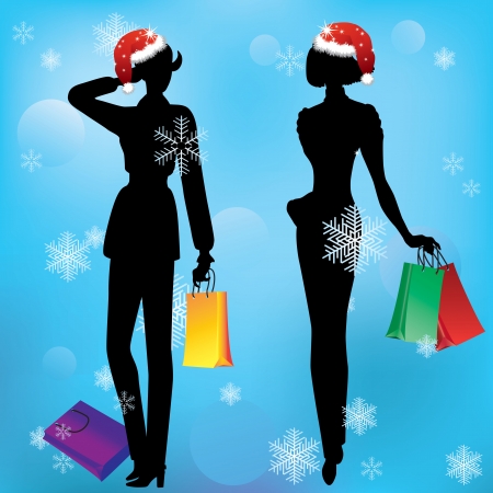 Women on shopping のイラスト素材