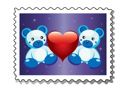 Postage stamps with a teddyのイラスト素材