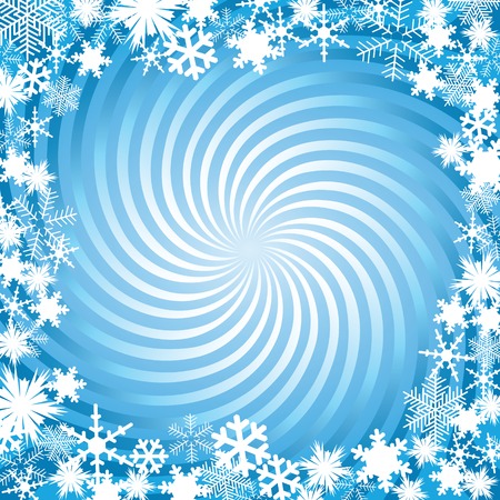Frame of snowflakes on a background of blue rays.のイラスト素材