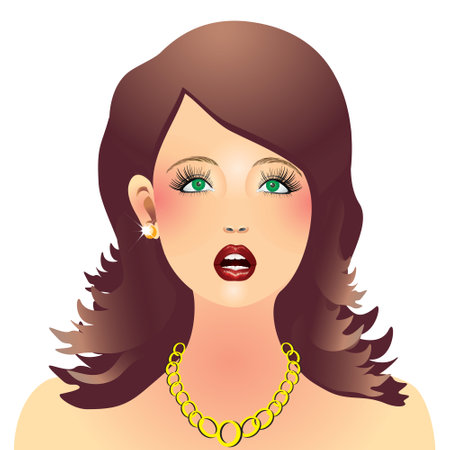 The face of a girl with brown hair on a white backgroundのイラスト素材