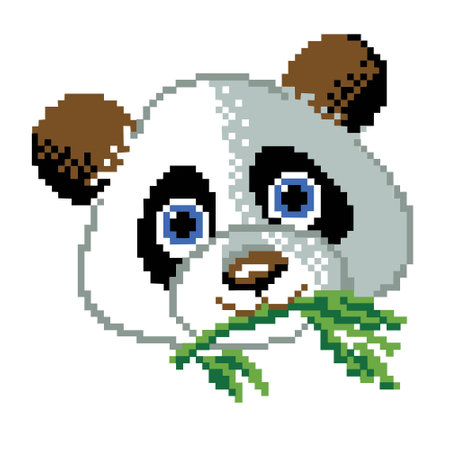 Pixel panda on white backgroundのイラスト素材