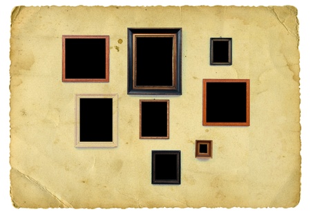 Picture frames on vintage paper backgroundの写真素材