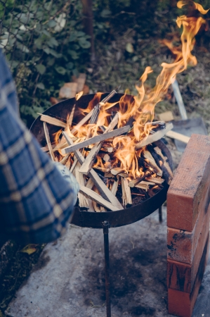 Preparing fire for the barbecue