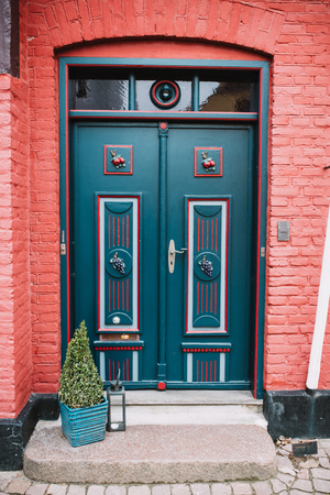Front Door of a house in Ribe town, Denmarkの写真素材