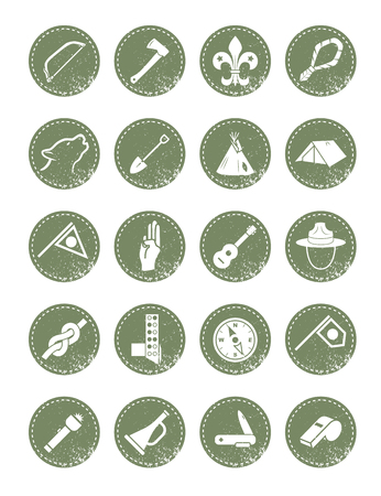 Scout icons in a retro style for  hipster design Vector illustration.のイラスト素材