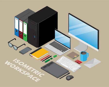 A set of isometric objects for any office or home workspace. It's all vector and ready for use.のイラスト素材