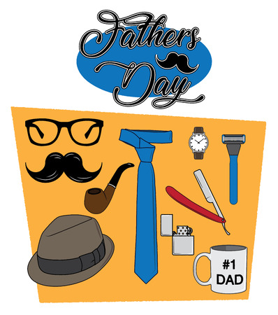 A set of items that symbolise fathers and fathers dayのイラスト素材