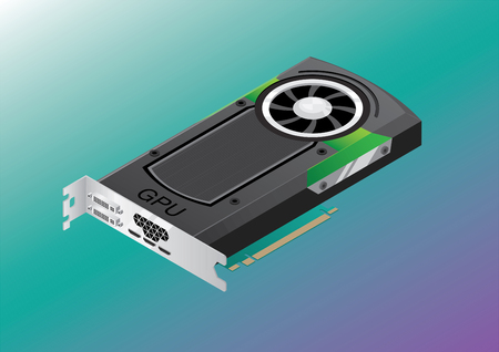 Vector isometric GPU on color background.のイラスト素材