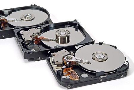 three hard disk on white isolated
