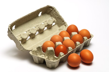  hen eggs in carton box