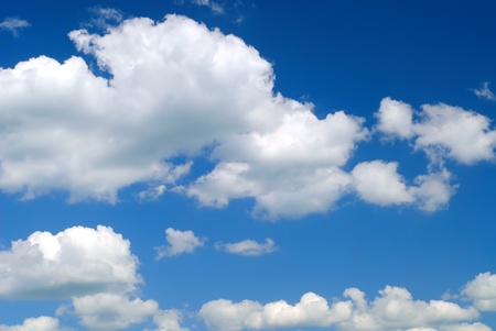 Blue sky and white clouds in summerの写真素材