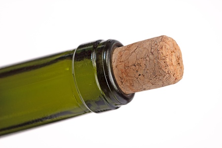 bottle with  cork isolated on white backgroundの写真素材