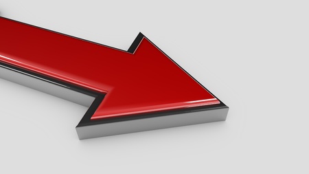 red metal arrow isoleted on white background 3d illustration